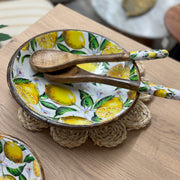 Set cuchara y tenedor de madera limones