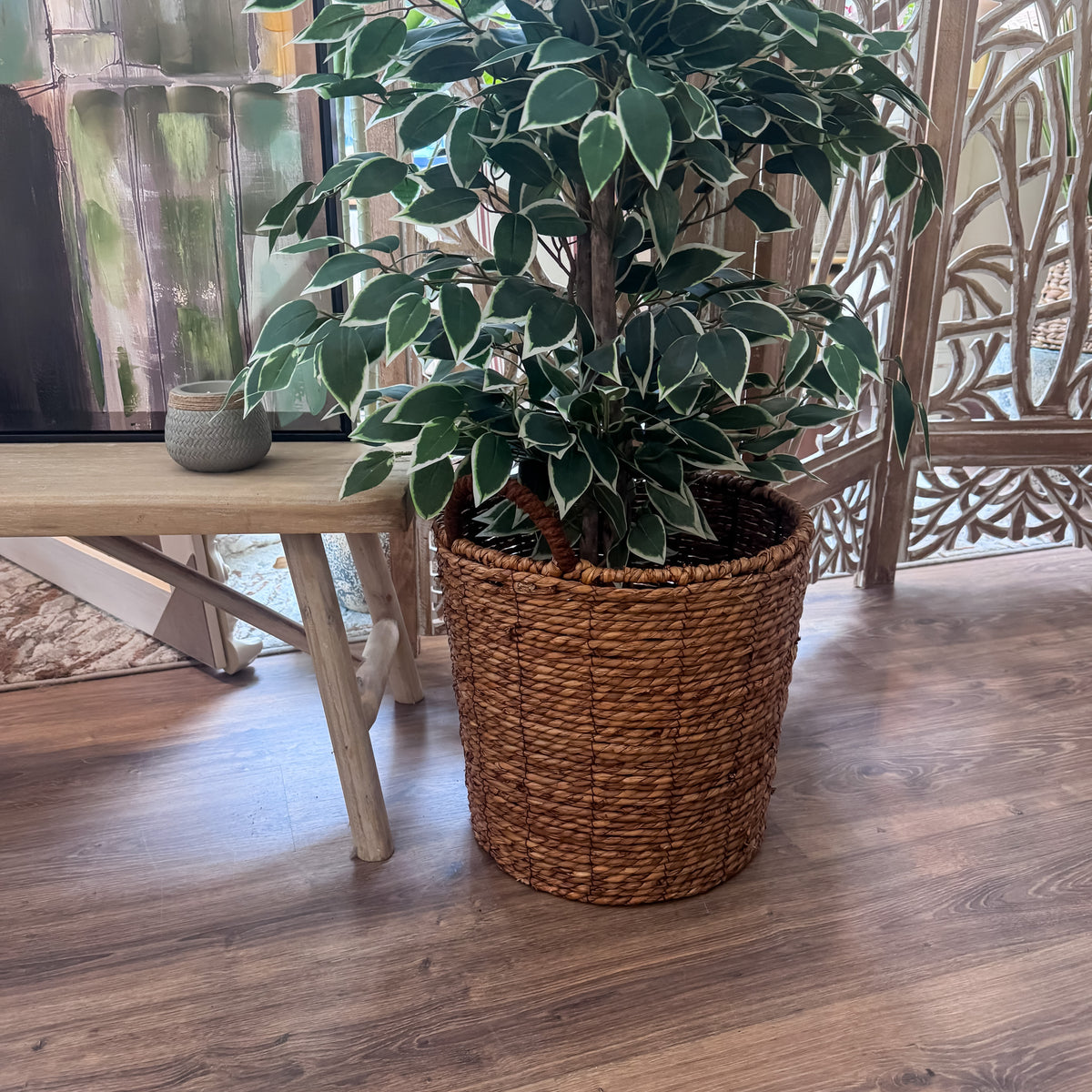 Decoración Cestas Con Asas Fibras naturales Natural