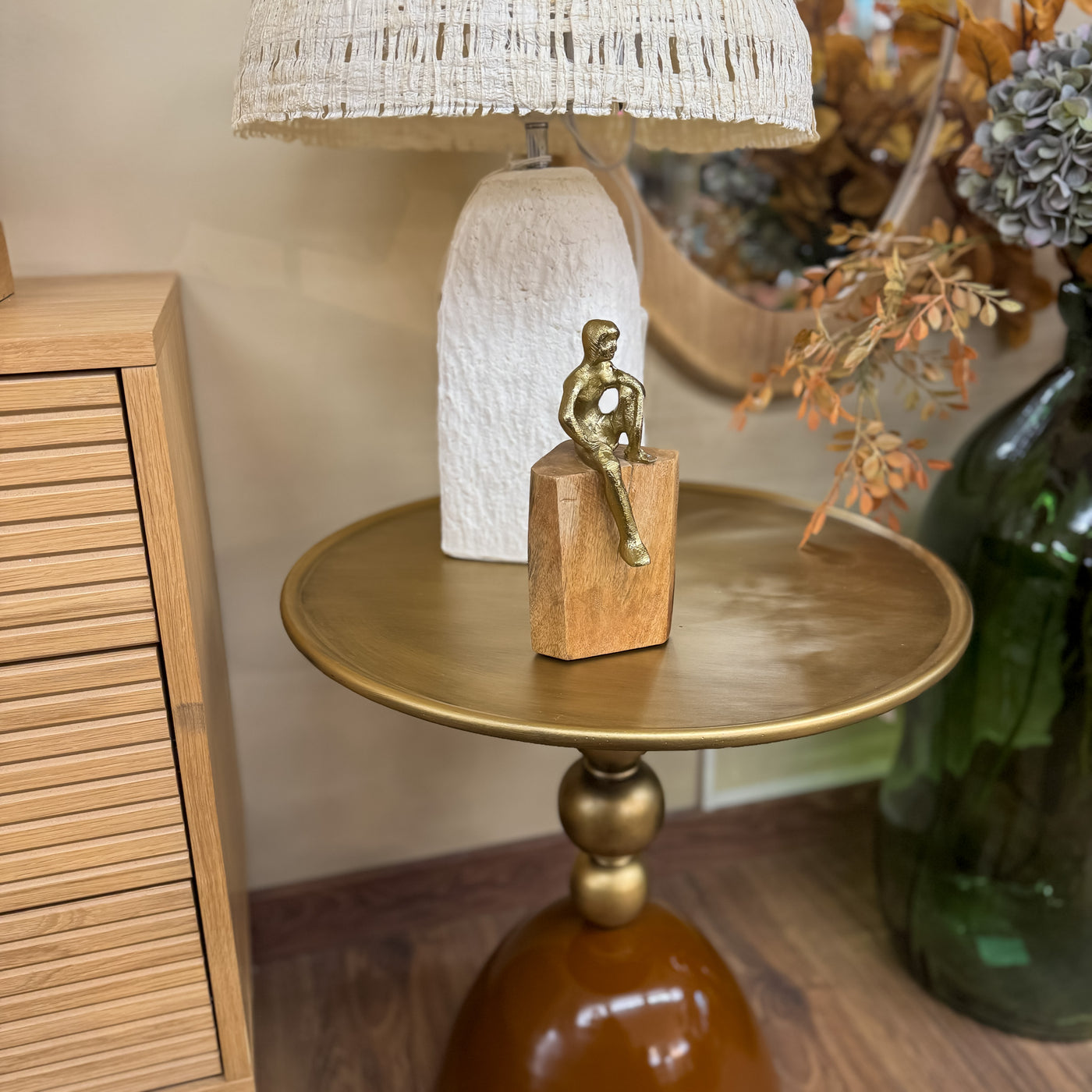 Decoración Figuras decorativas Madera Dorado