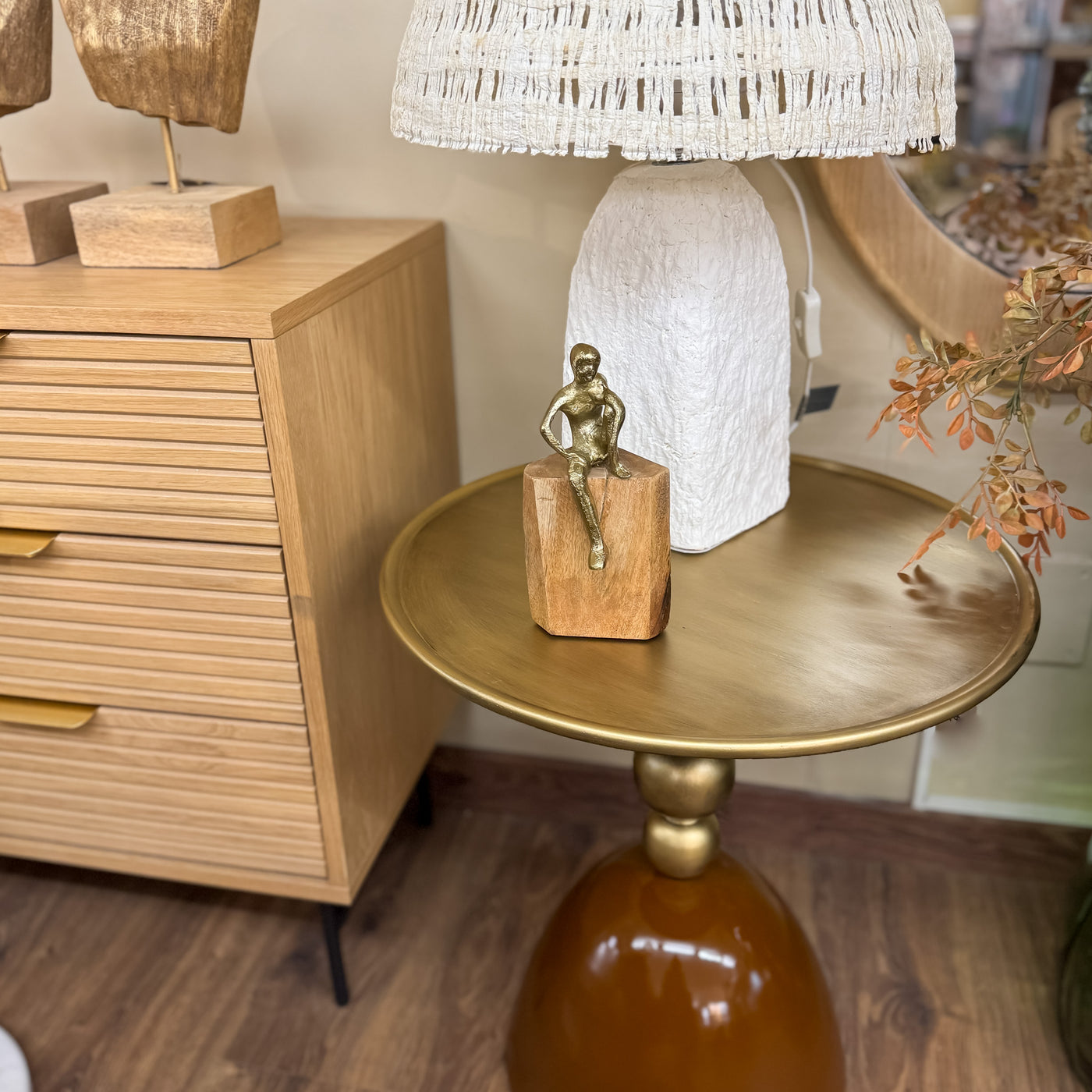 Decoración Figuras decorativas Madera Dorado