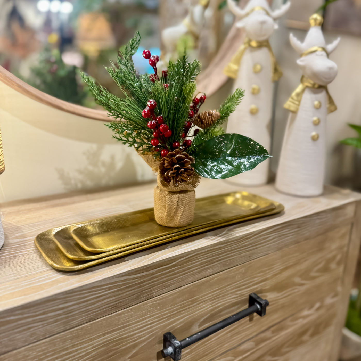 Decoración Figuras decorativas Navidad Algodón Verde