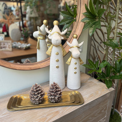 Decoración Figuras decorativas Navidad Cerámica Blanco roto