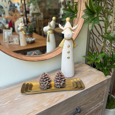 Decoración Figuras decorativas Navidad Cerámica Blanco roto