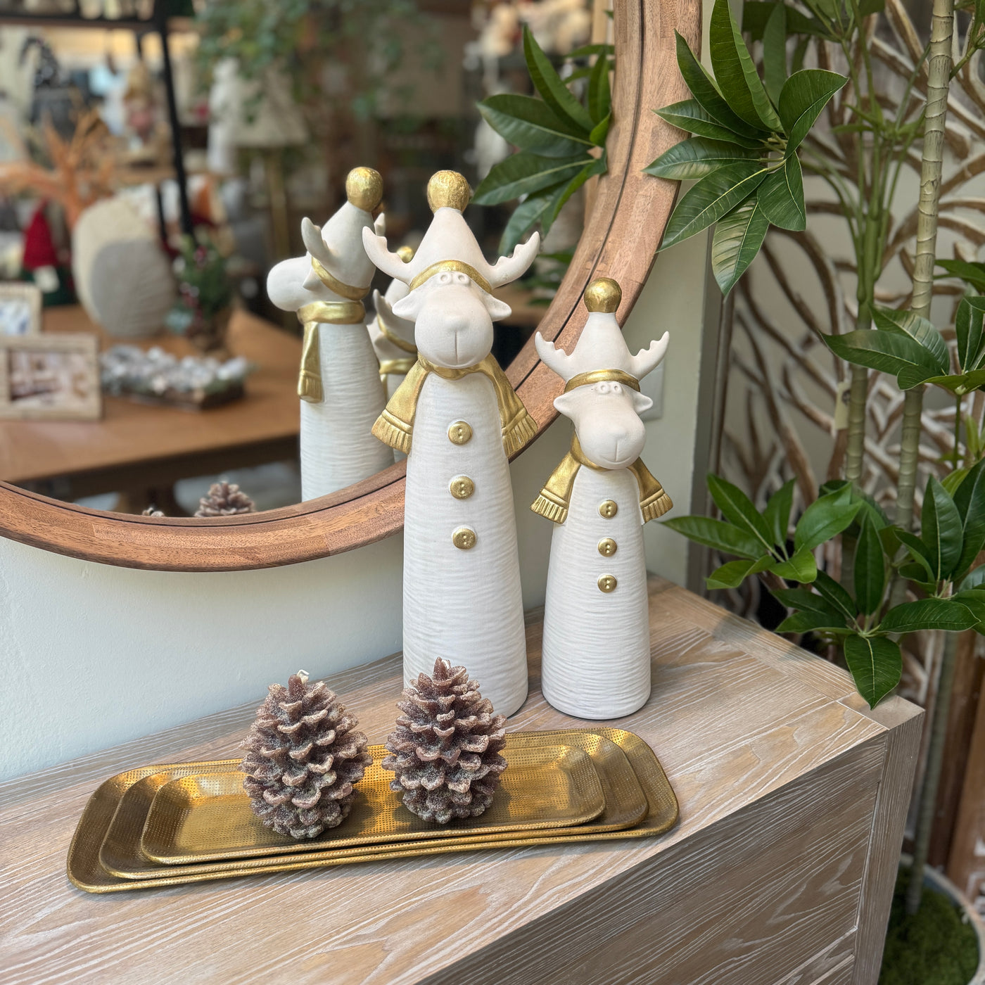 Decoración Figuras decorativas Navidad Cerámica Blanco roto