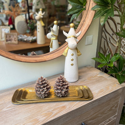 Decoración Figuras decorativas Navidad Cerámica Blanco roto