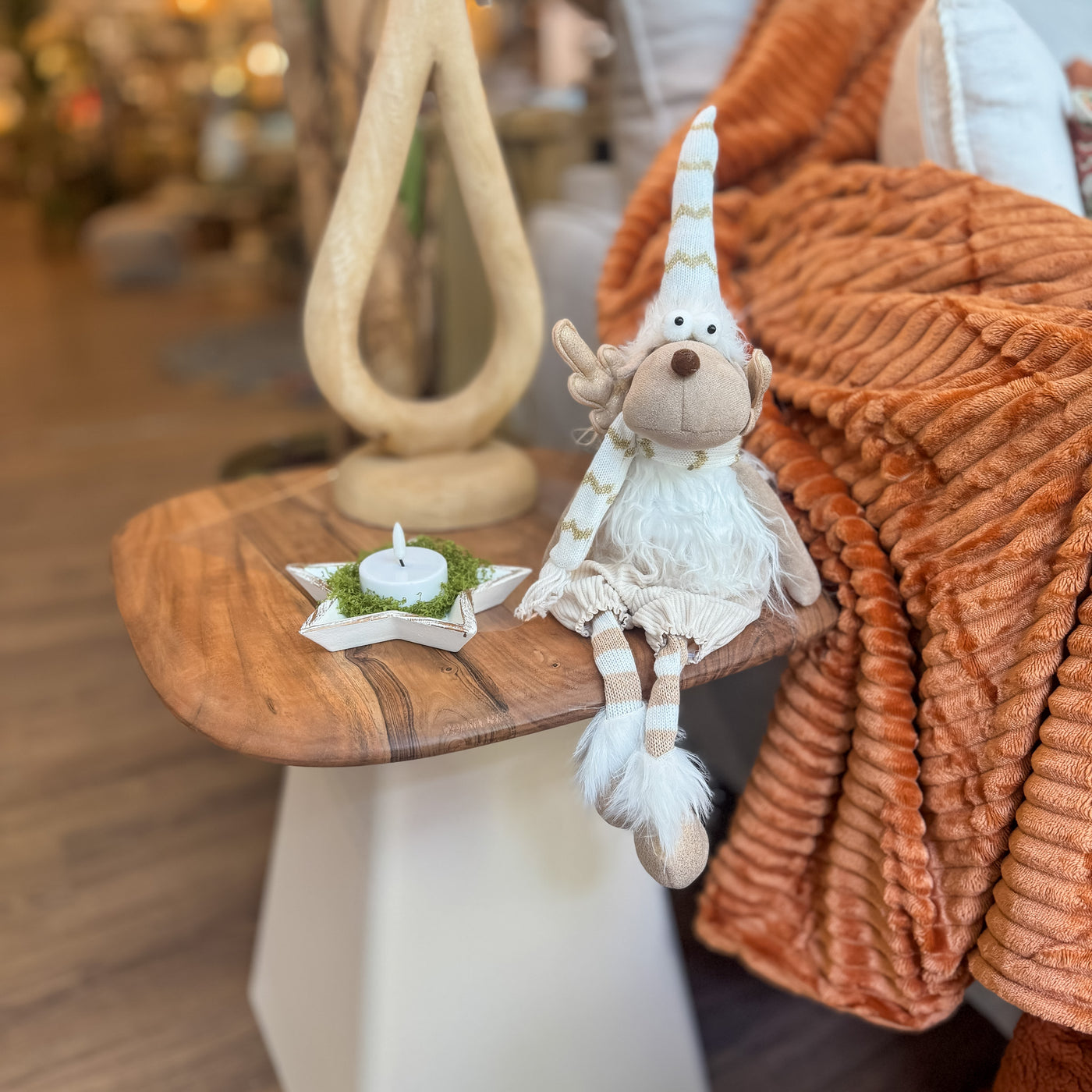 Decoración Figuras decorativas Navidad Poliéster Beige