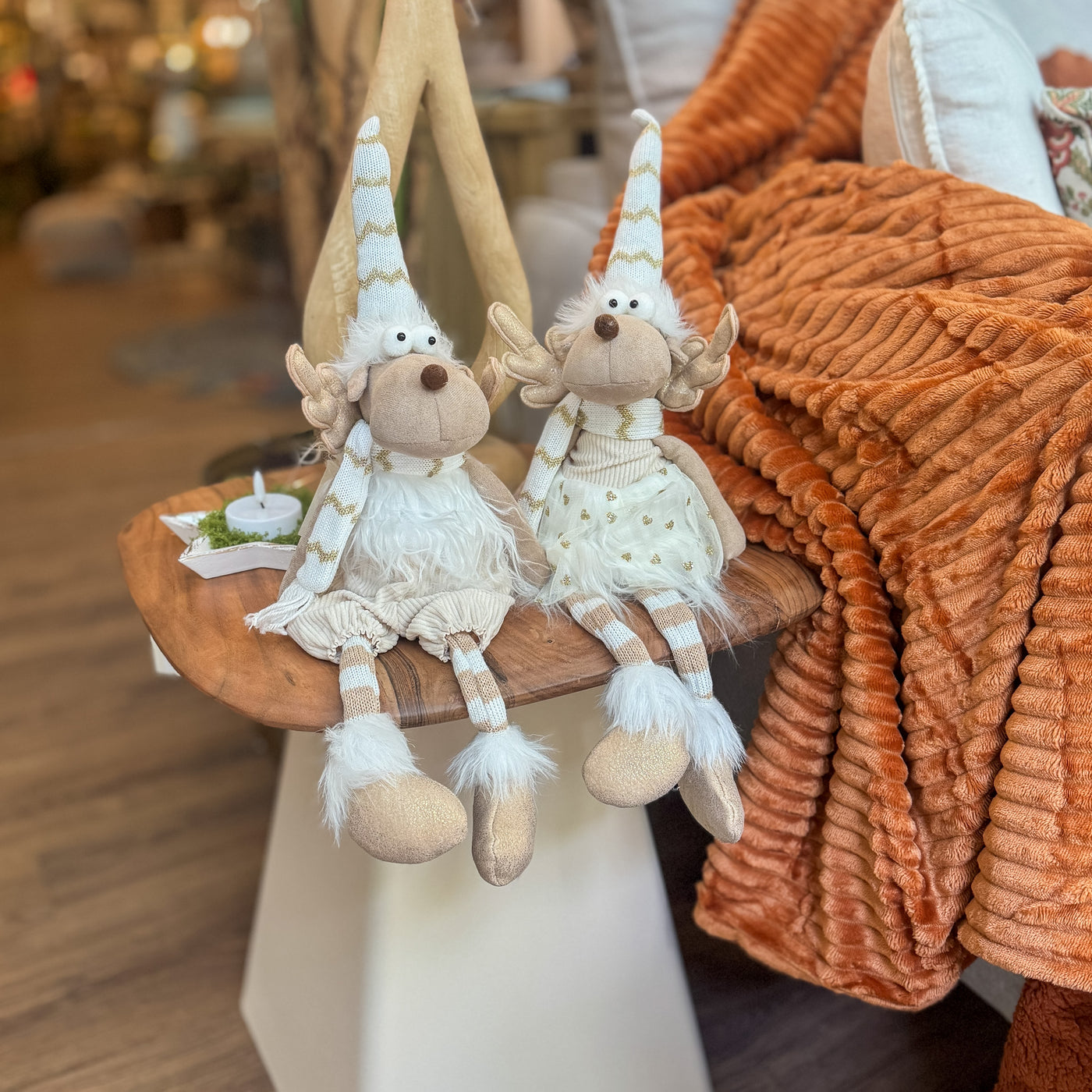 Decoración Figuras decorativas Navidad Poliéster Beige