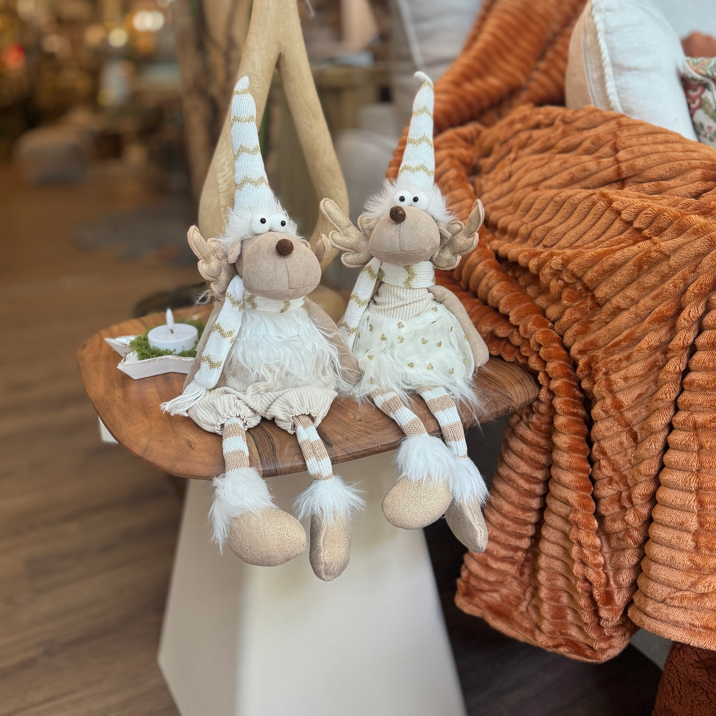 Decoración Figuras decorativas Navidad Poliéster Beige