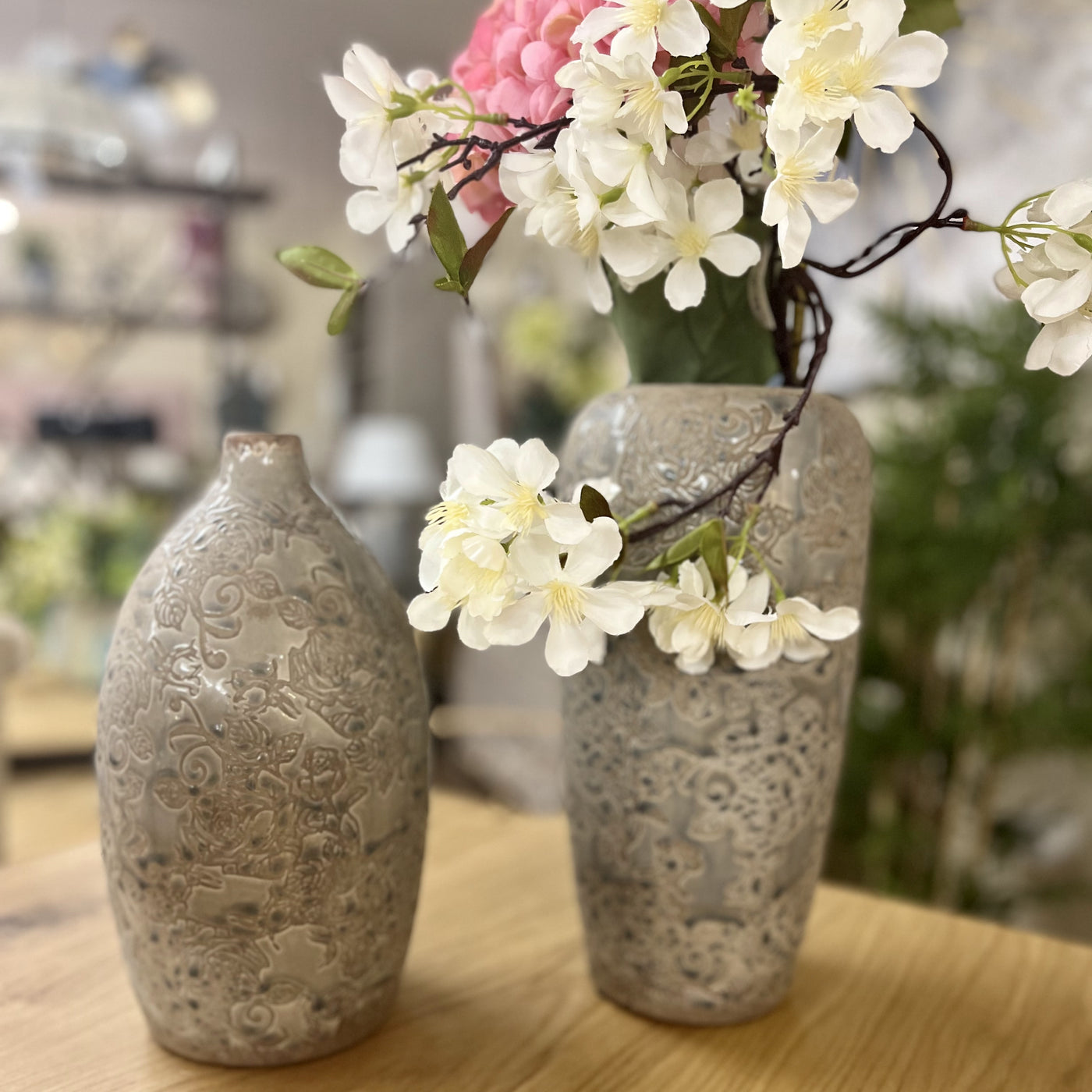 Decoración Jarrones Cerámica Gris