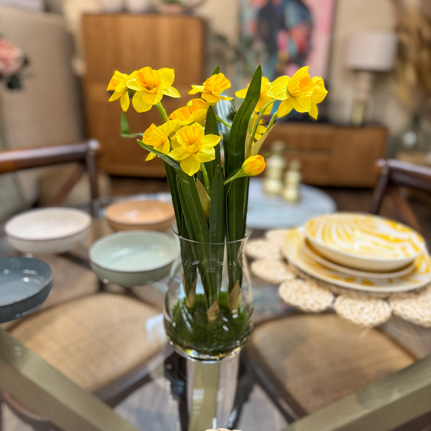 Decoración Jarrones Vidrio y cristal Amarillo
