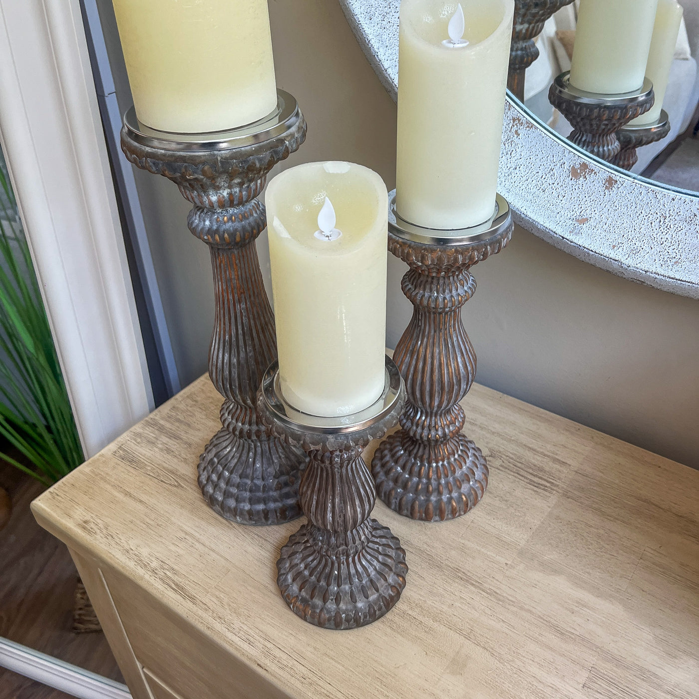 Decoración Velas y accesorios Portavelas Cristal Cobrizo