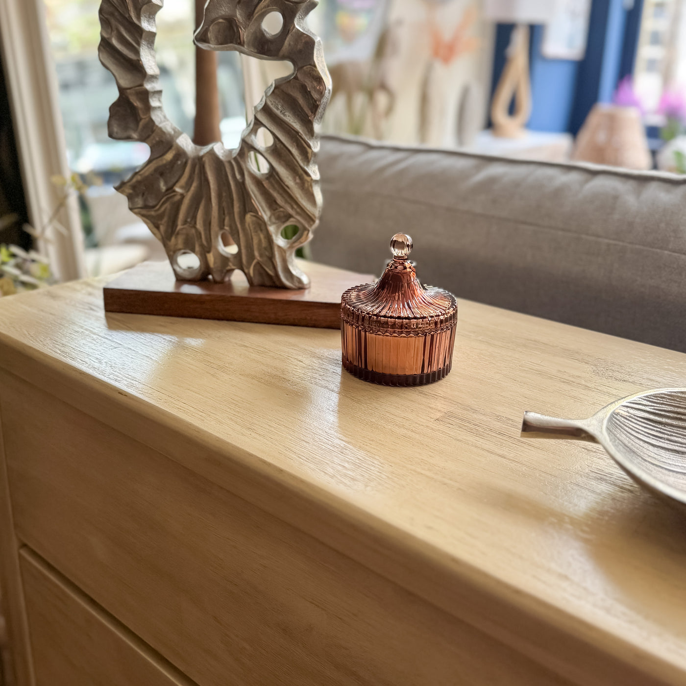 Decoración Velas y accesorios Portavelas Vidrio y cristal Cobrizo