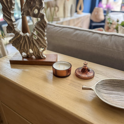 Decoración Velas y accesorios Portavelas Vidrio y cristal Cobrizo