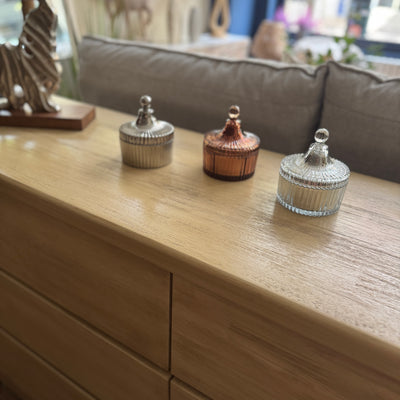 Decoración Velas y accesorios Portavelas Vidrio y cristal Cobrizo