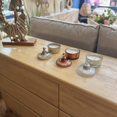 Decoración Velas y accesorios Portavelas Vidrio y cristal Cobrizo