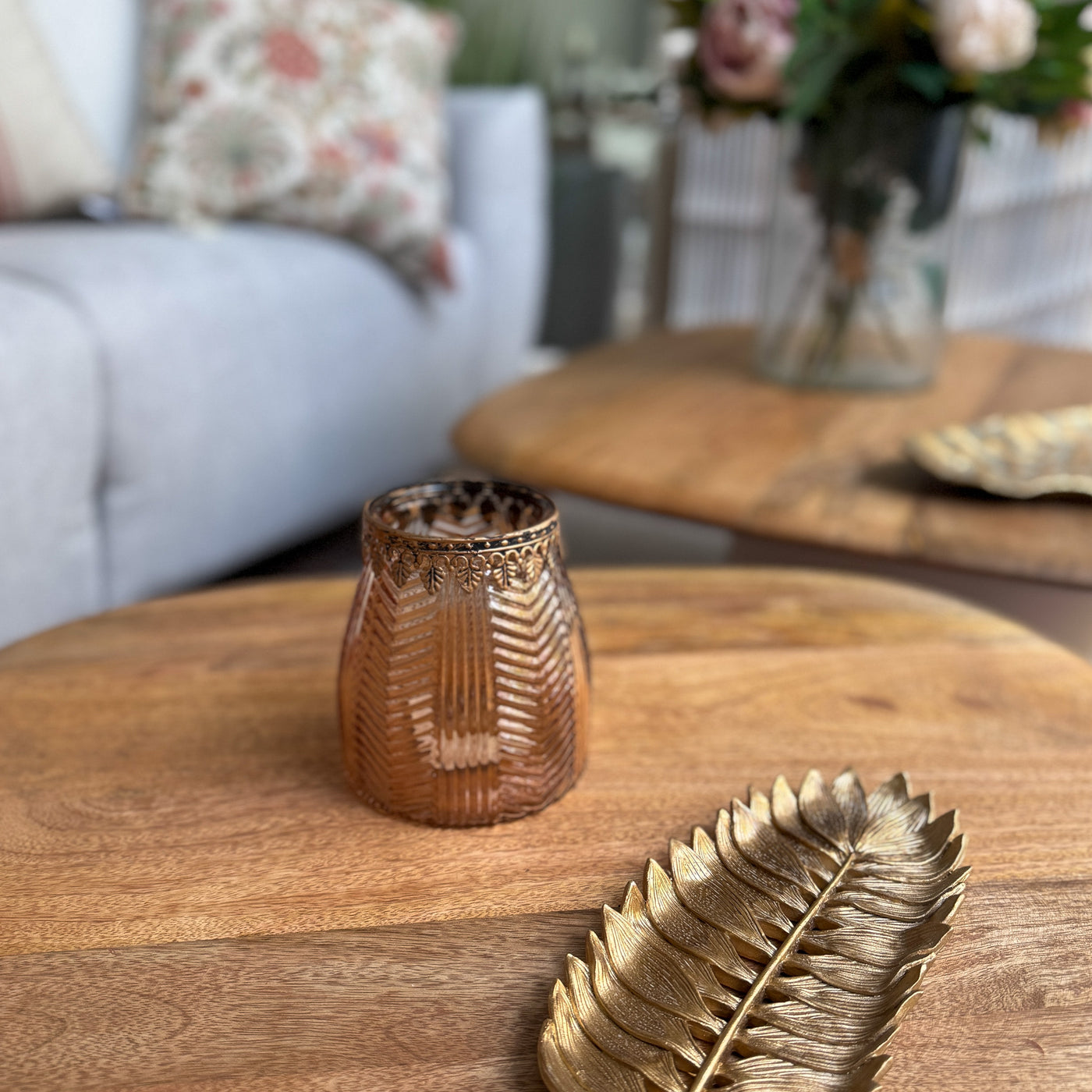 Decoración Velas y accesorios Portavelas Vidrio y cristal Dorado