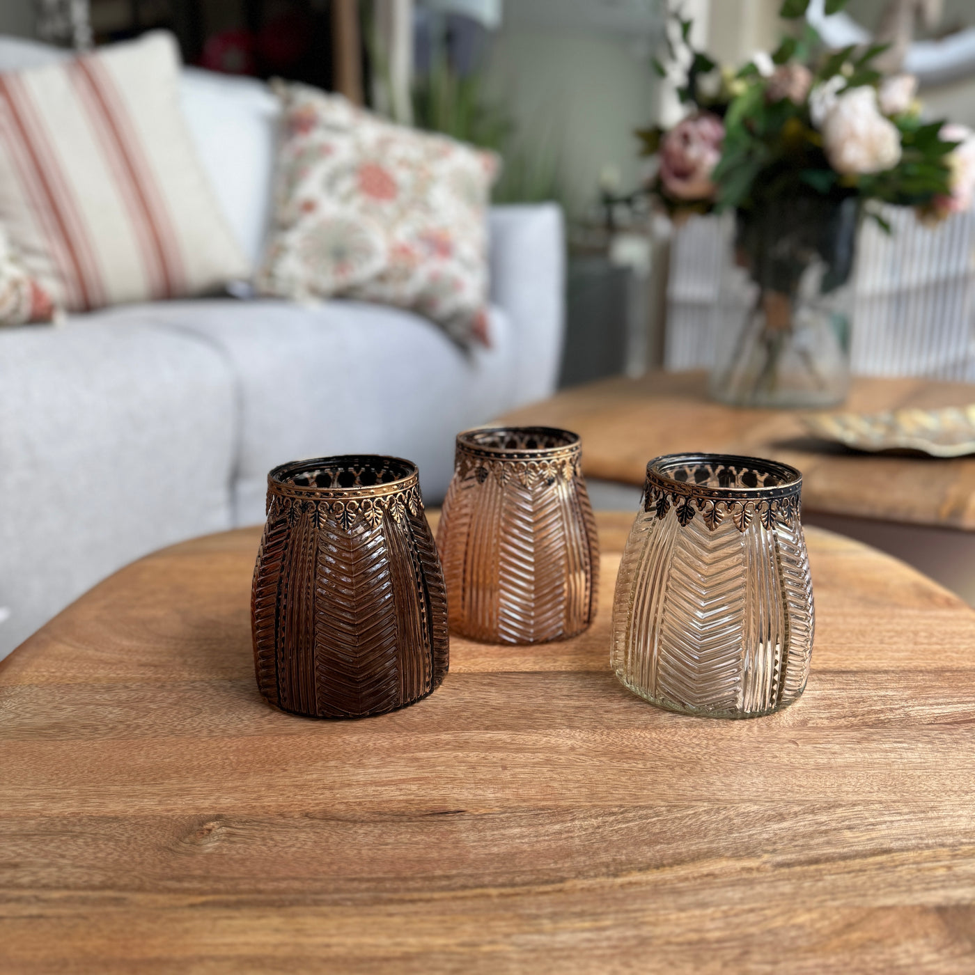 Decoración Velas y accesorios Portavelas Vidrio y cristal Dorado