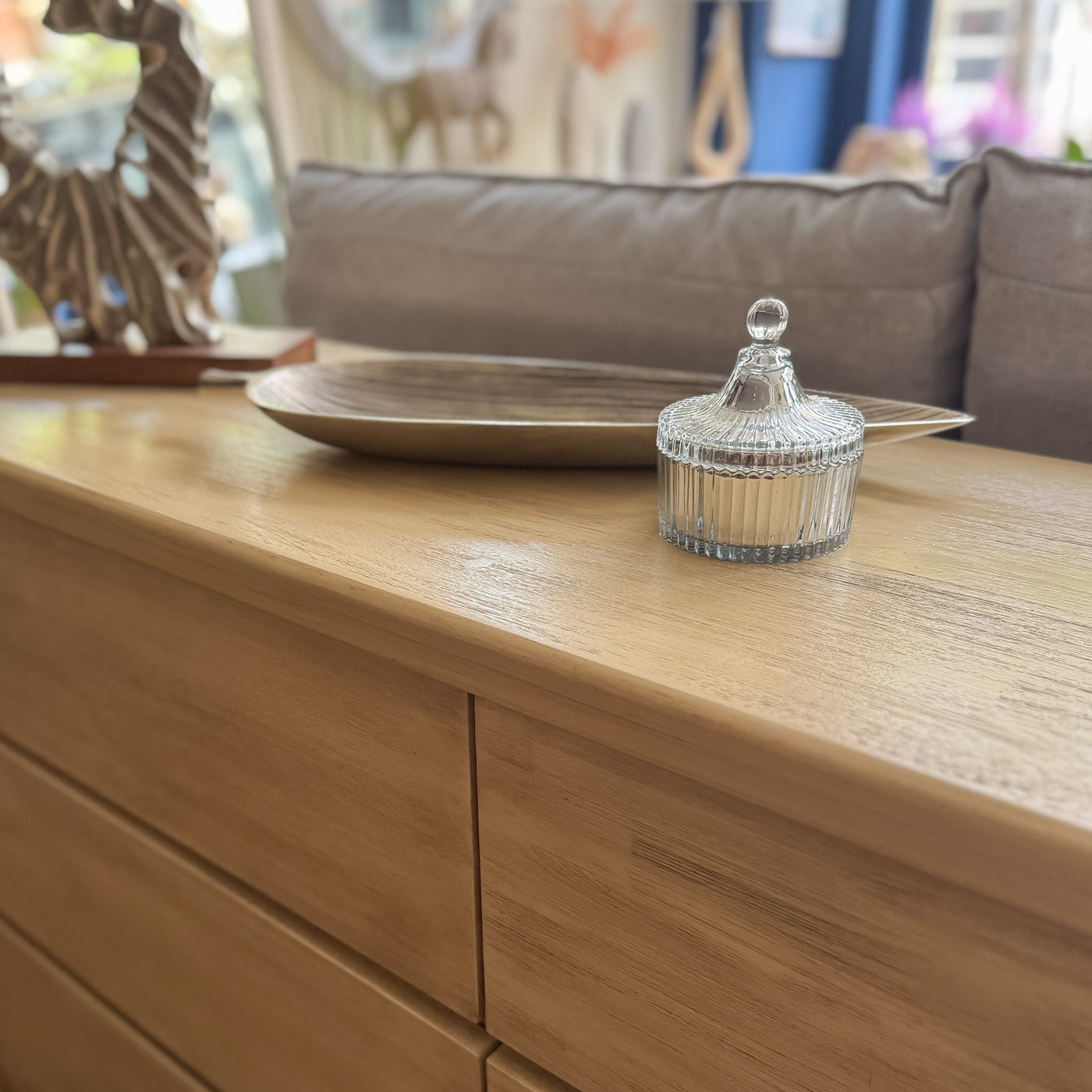 Decoración Velas y accesorios Portavelas Vidrio y cristal Gris