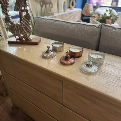 Decoración Velas y accesorios Portavelas Vidrio y cristal Gris