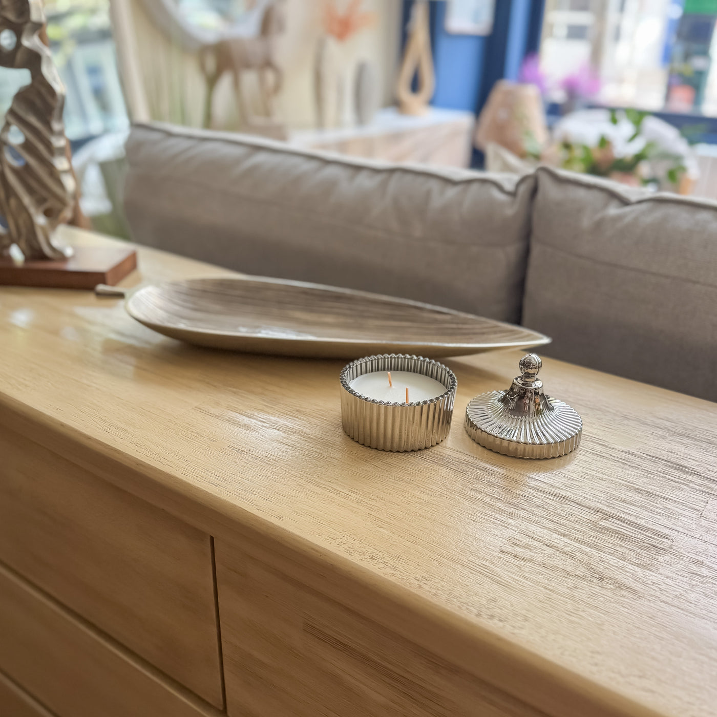 Decoración Velas y accesorios Portavelas Vidrio y cristal Plateado