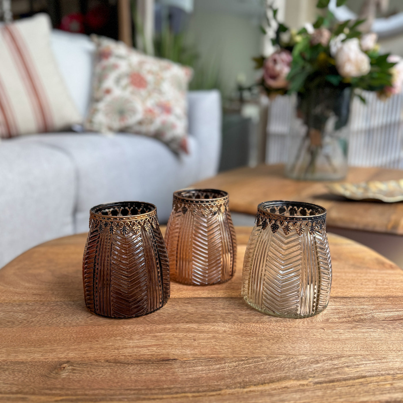 Decoración Velas y accesorios Portavelas Vidrio y cristal Verde