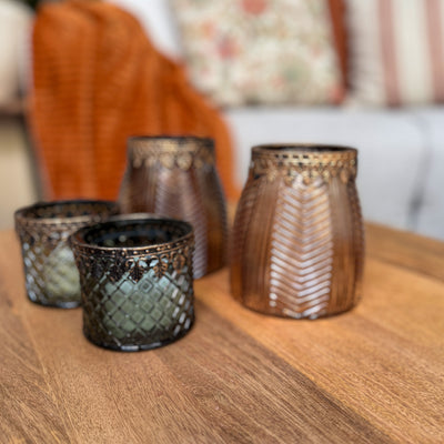 Decoración Velas y accesorios Portavelas Vidrio y cristal Verde