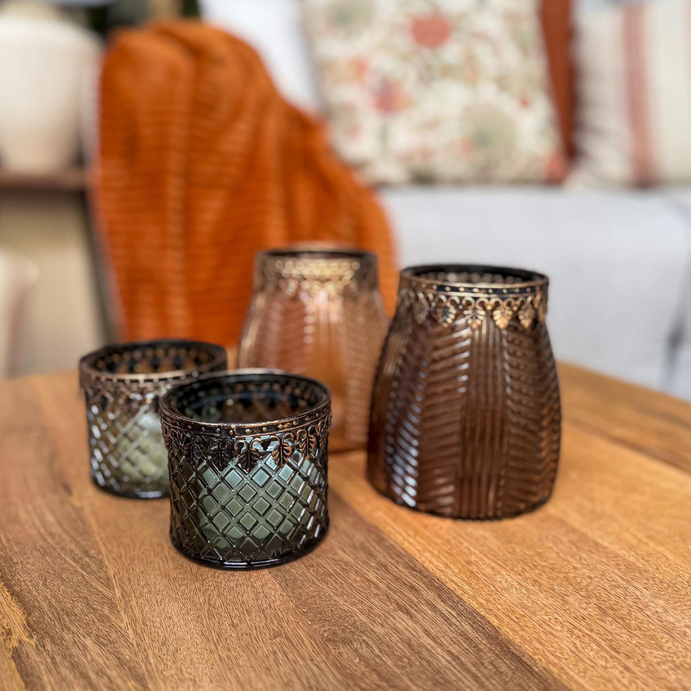 Decoración Velas y accesorios Portavelas Vidrio y cristal Verde