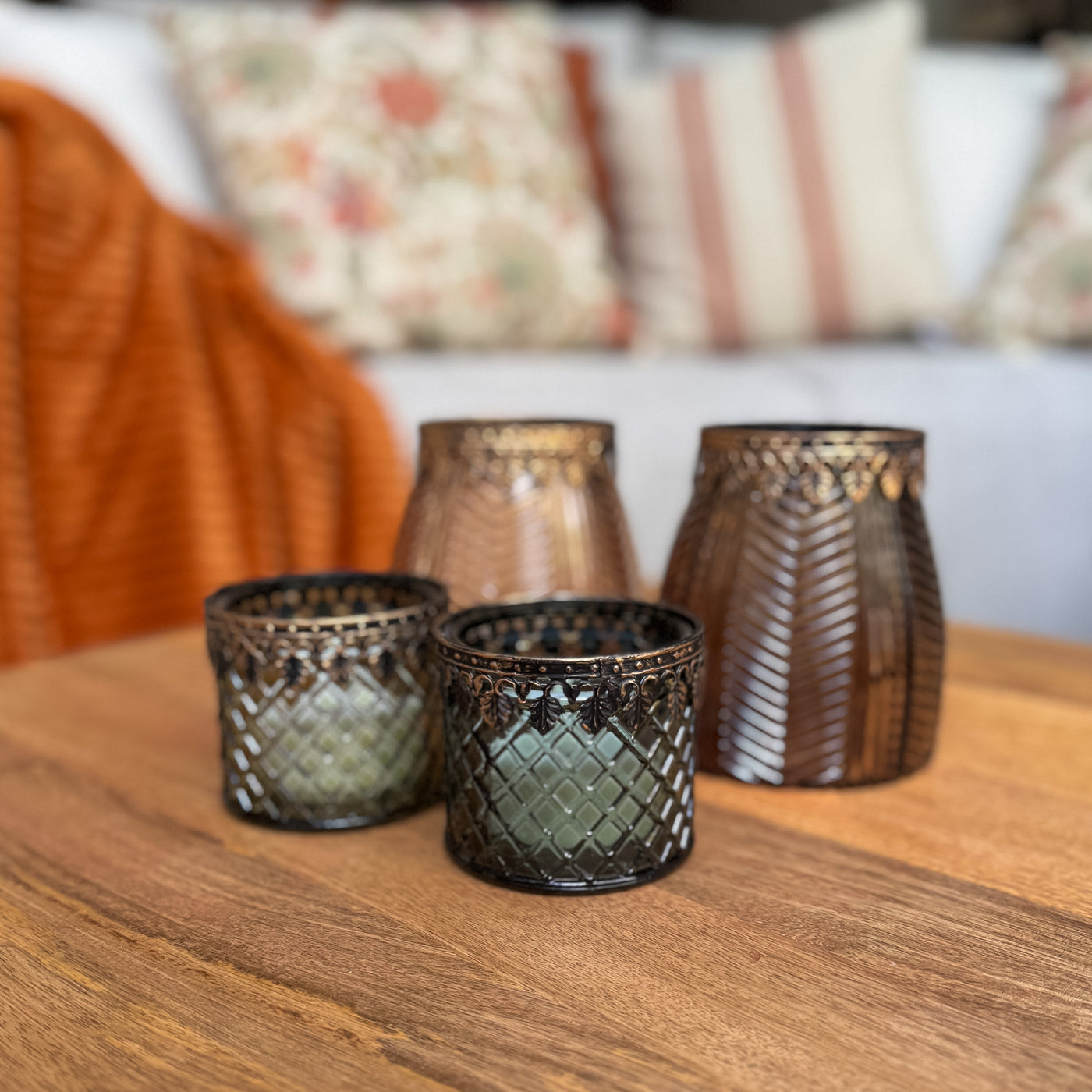 Decoración Velas y accesorios Portavelas Vidrio y cristal Verde