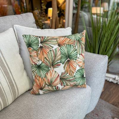 Cojín hojas verde y naranja 50x50