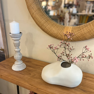 Candelabro madera de mango desgastado 12x12x30 cm