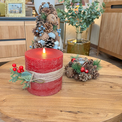 Vela roja cera led navidad