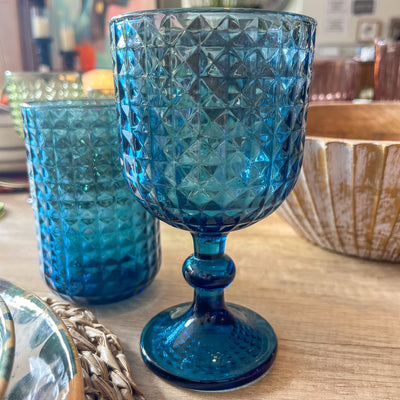 Menaje hogar Cristalería Copas de vino Vidrio y cristal Azul