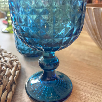 Menaje hogar Cristalería Copas de vino Vidrio y cristal Azul