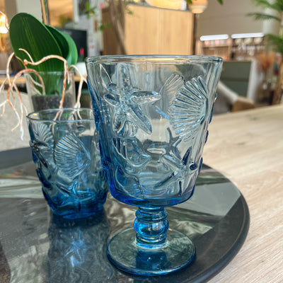 Menaje hogar Cristalería Copas de vino Vidrio y cristal Azul