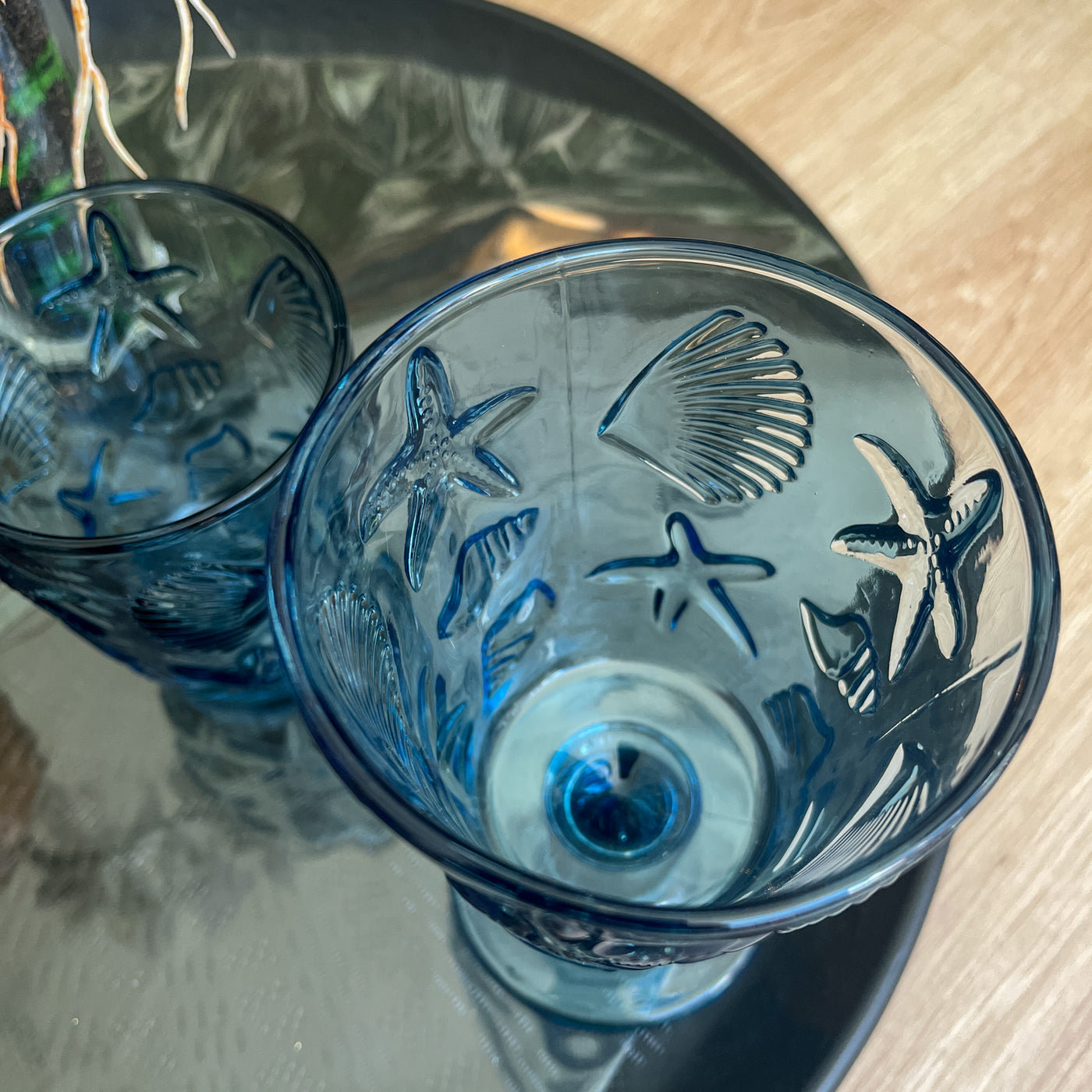Menaje hogar Cristalería Copas de vino Vidrio y cristal Azul