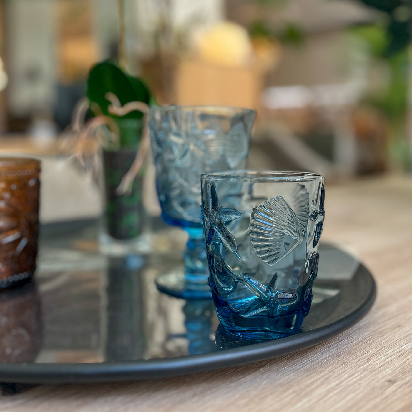 Menaje hogar Cristalería Vasos Vidrio y cristal Azul