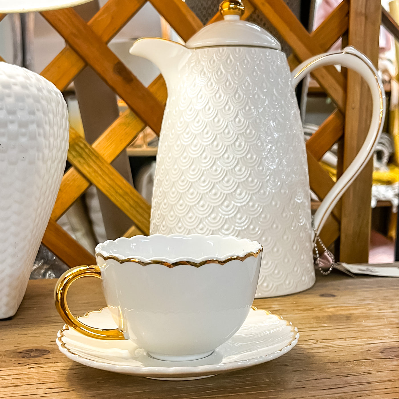 Menaje hogar Tazas y teteras Juego de tazas Porcelana Blanco
