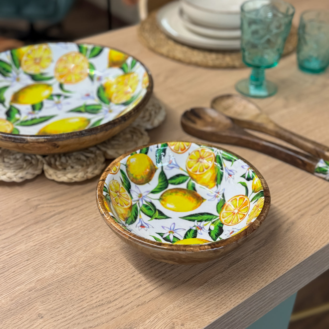 Menaje hogar Vajillas Cuencos Madera Amarillo