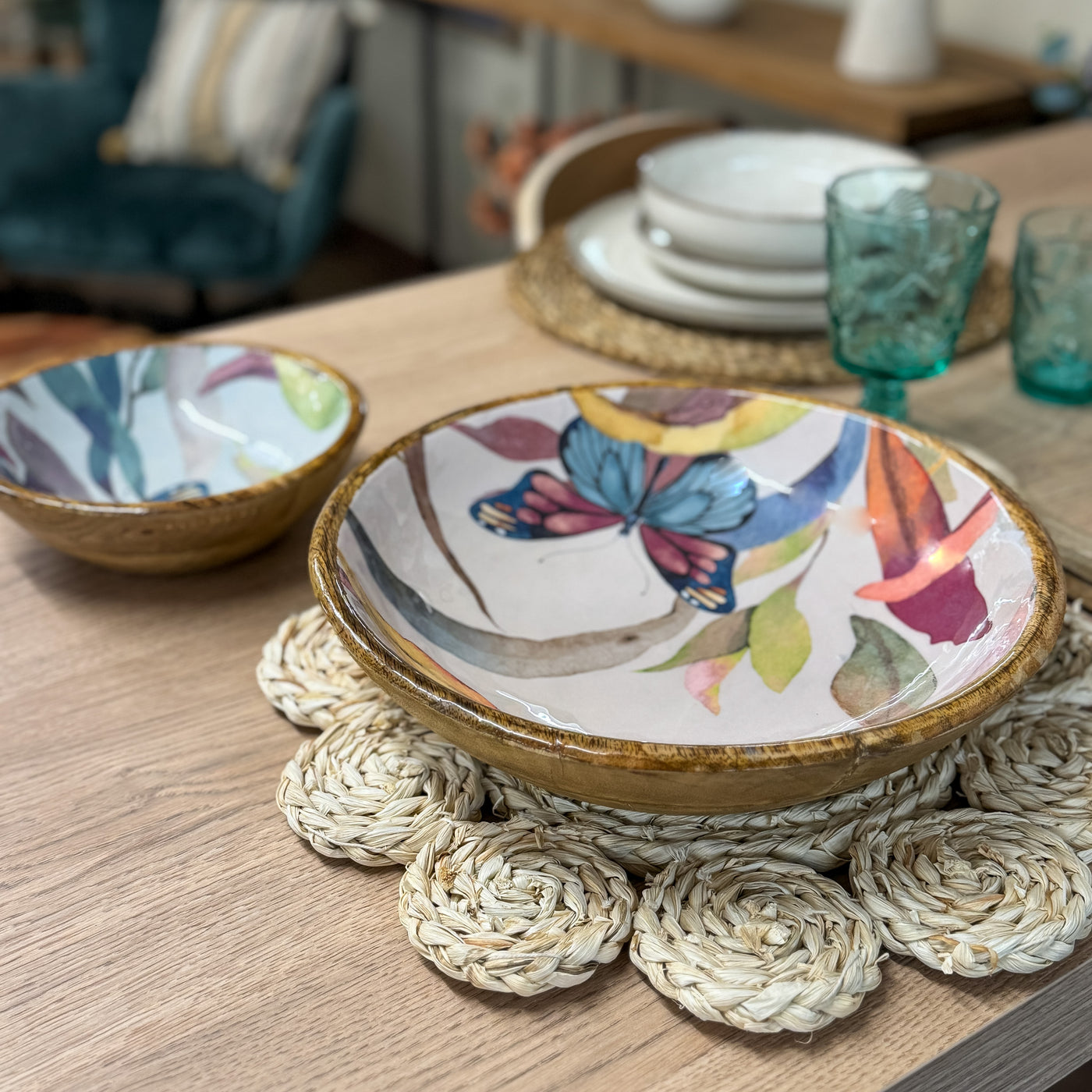 Menaje hogar Vajillas Cuencos Madera Multicolor