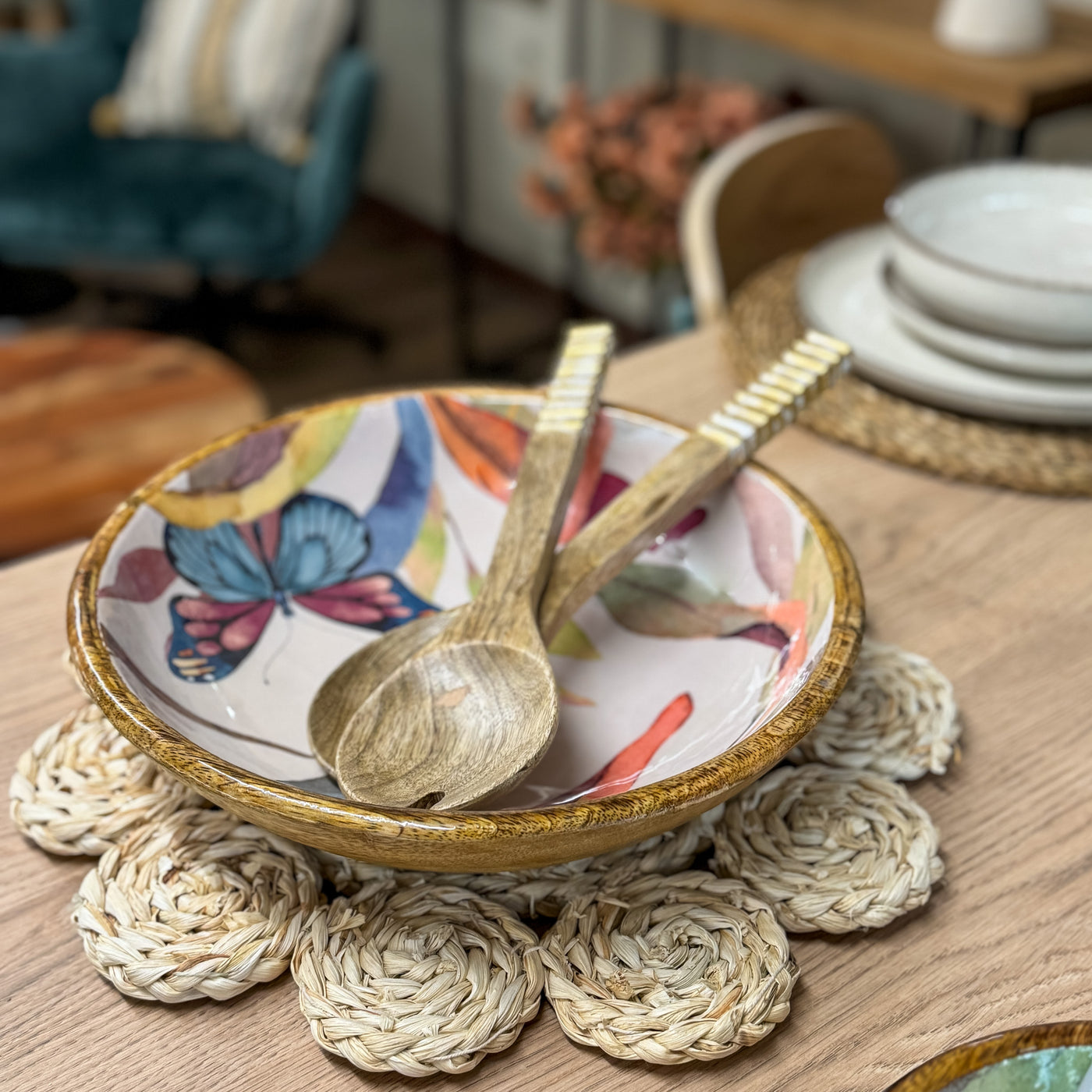 Menaje hogar Vajillas Cuencos Madera Multicolor