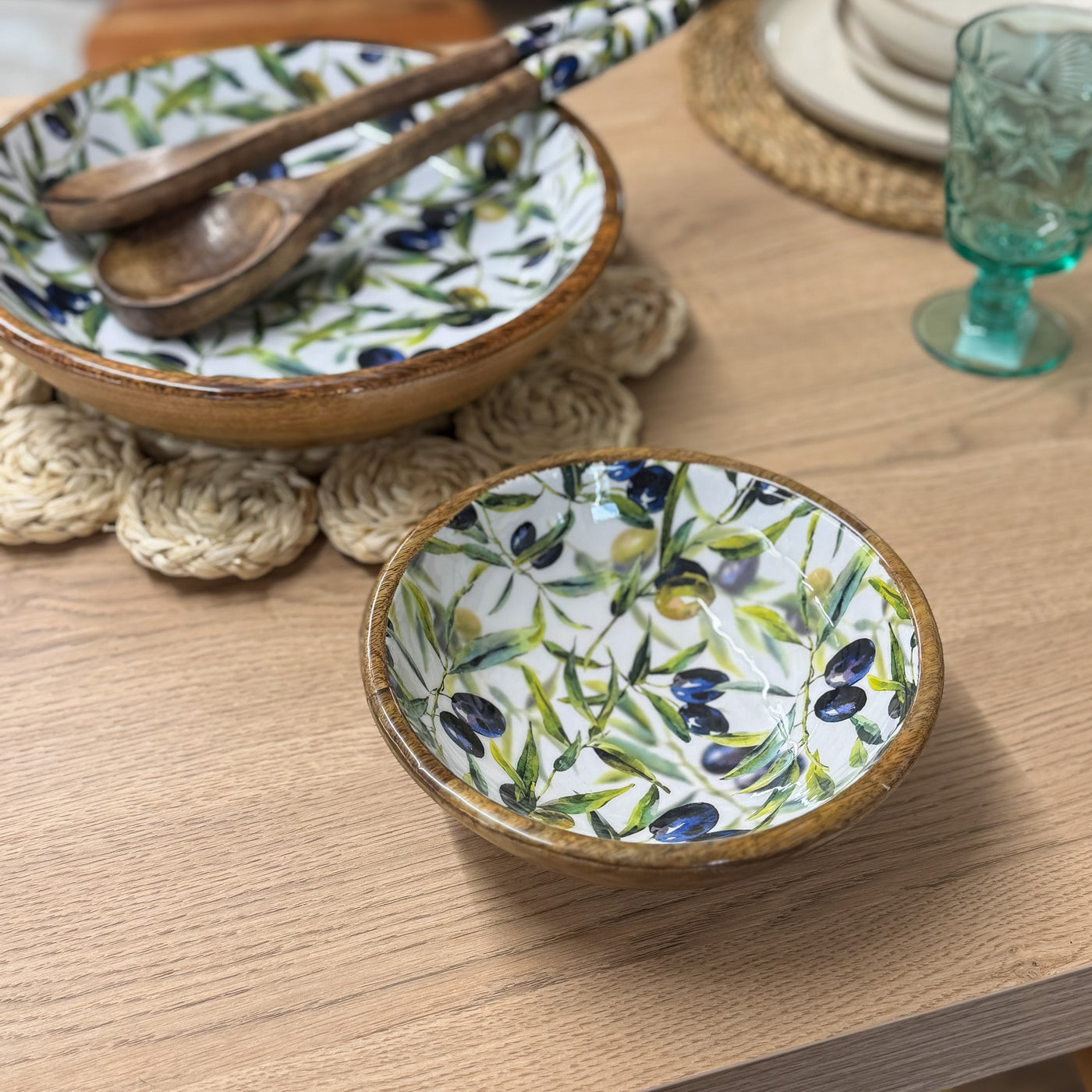 Menaje hogar Vajillas Cuencos Madera Verde