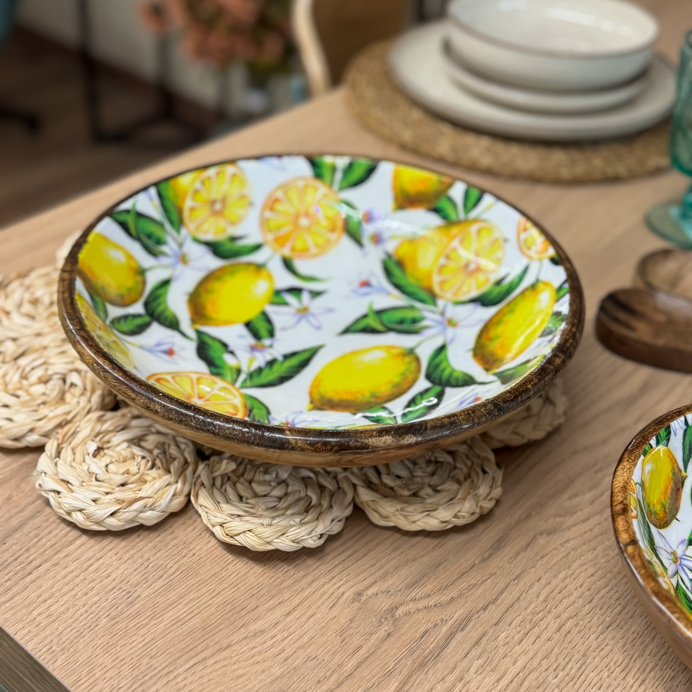 Menaje hogar Vajillas Platos Madera Amarillo