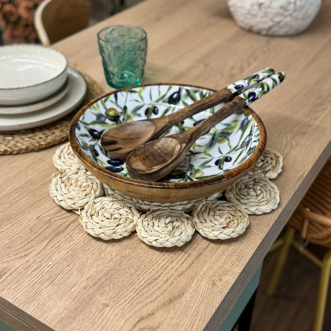 Menaje hogar Vajillas Platos Madera Verde