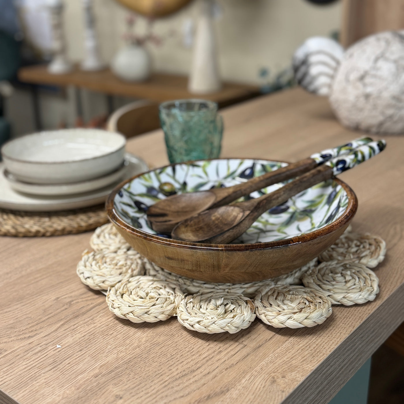 Menaje hogar Vajillas Platos Madera Verde