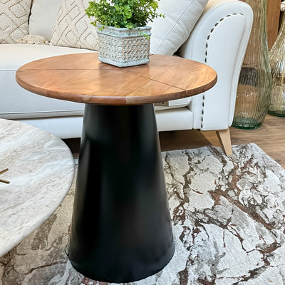 Mesa auxiliar madera y metal negra 52 cm