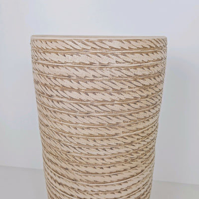 Paragüero cerámica beige trenzado 24x24x48 cm