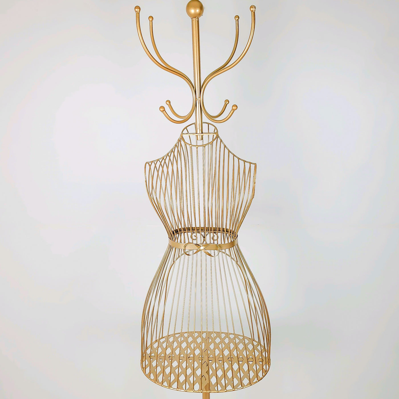 Maniquí y percha metal dorado 40x30x174 cm