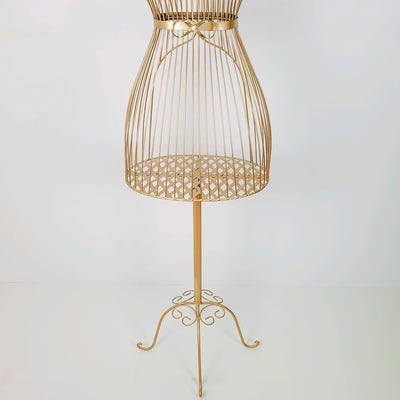 Maniquí y percha metal dorado 40x30x174 cm