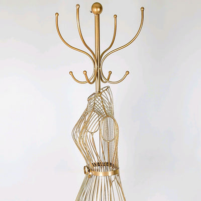 Maniquí y percha metal dorado 40x30x174 cm
