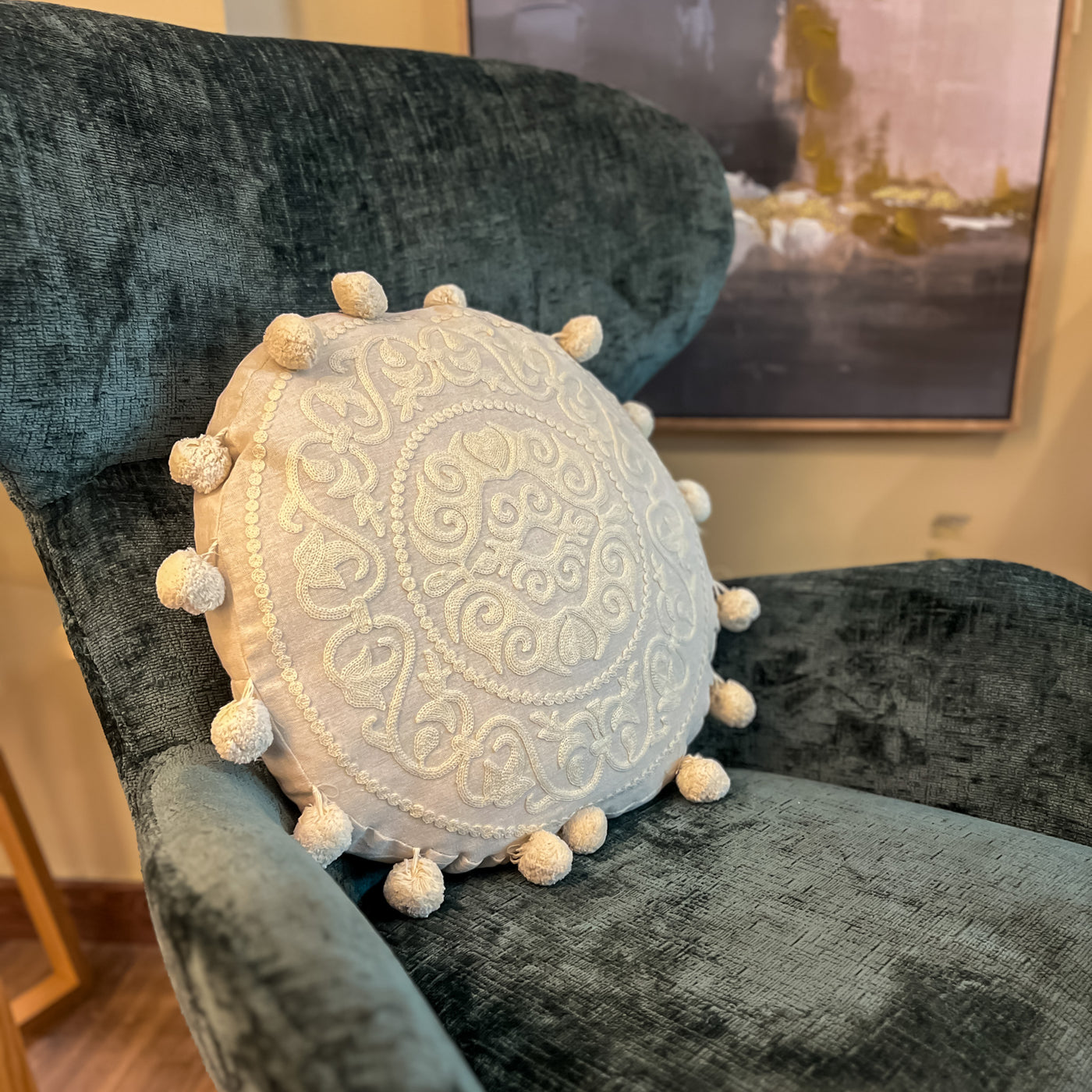 Textil Cojines Bordados Algodón Beige